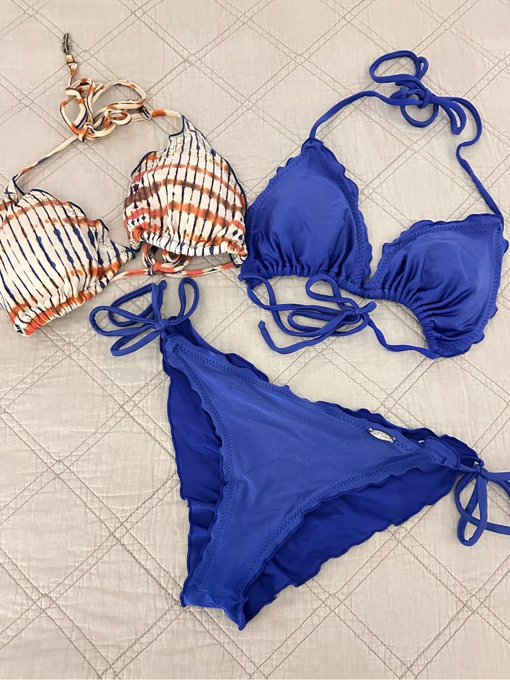 Luli Fama Royal Blue Tie-Side Triangle Bikini Set (bonus top from Despi)